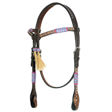 BAR H EQUINE Western Leather Horse Premium Headstall & Breast Collar Set